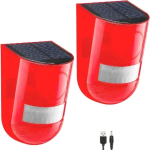 Alarma solar con sensor de movimiento para exteriores - Sirena de 129 dB y luz estroboscópica (pack de 2)