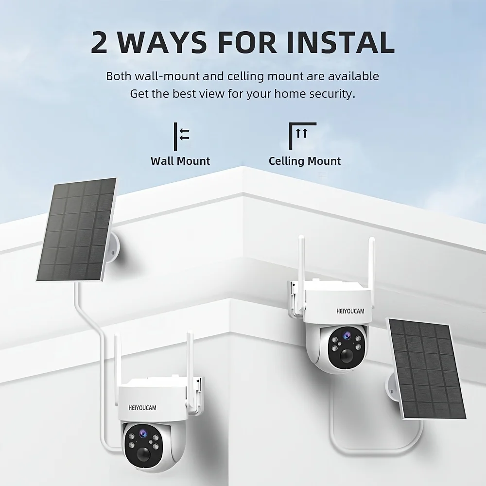 Cámara de seguridad solar WiFi 3 MP para exterior - Giro 360°, visión nocturna en color y sirena - imagen 2