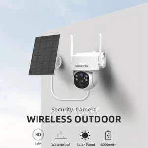 Cámara de seguridad solar WiFi 3 MP para exterior - Giro 360°, visión nocturna en color y sirena
