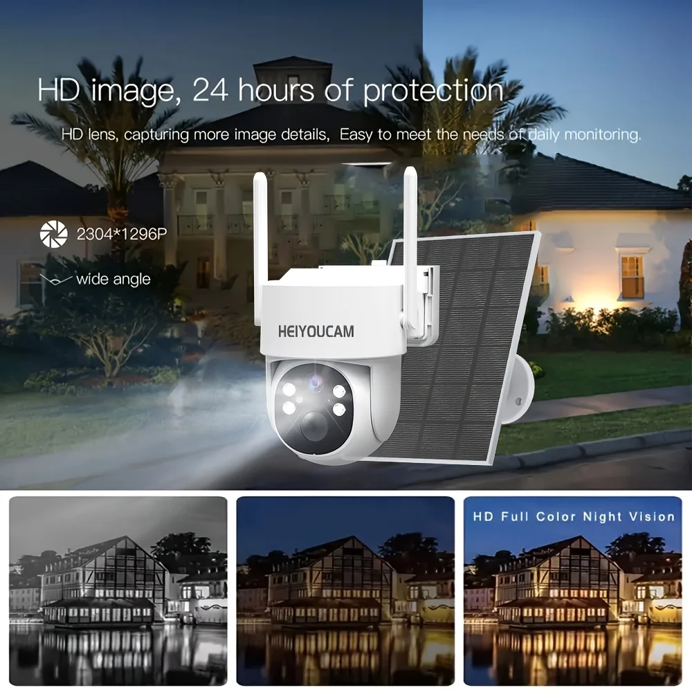 Cámara de seguridad solar WiFi 3 MP para exterior - Giro 360°, visión nocturna en color y sirena - imagen 4