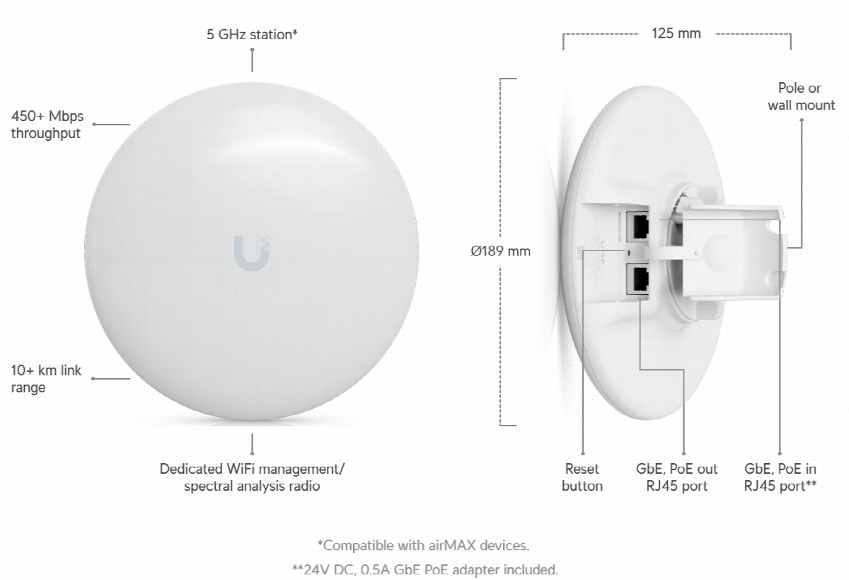 Ubiquiti airMAX NanoBeam 5AC (NBE-5AC-GEN2) - imagen 8